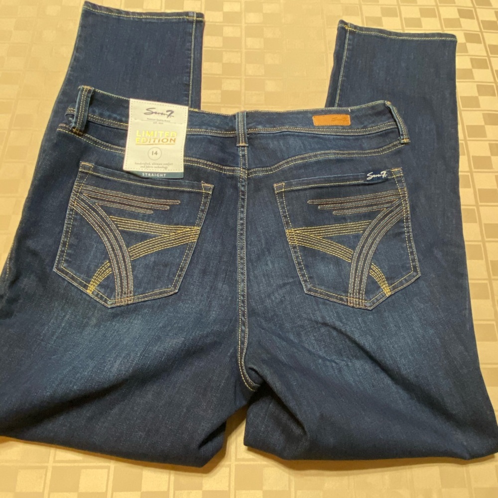 NWT Seven 7 Mid Rise Slim Straight Limited Edition Jeans Womens 14 Denim 36 X 30